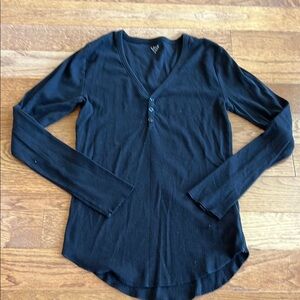 Small black GAP ribbed Henley long sleeve top